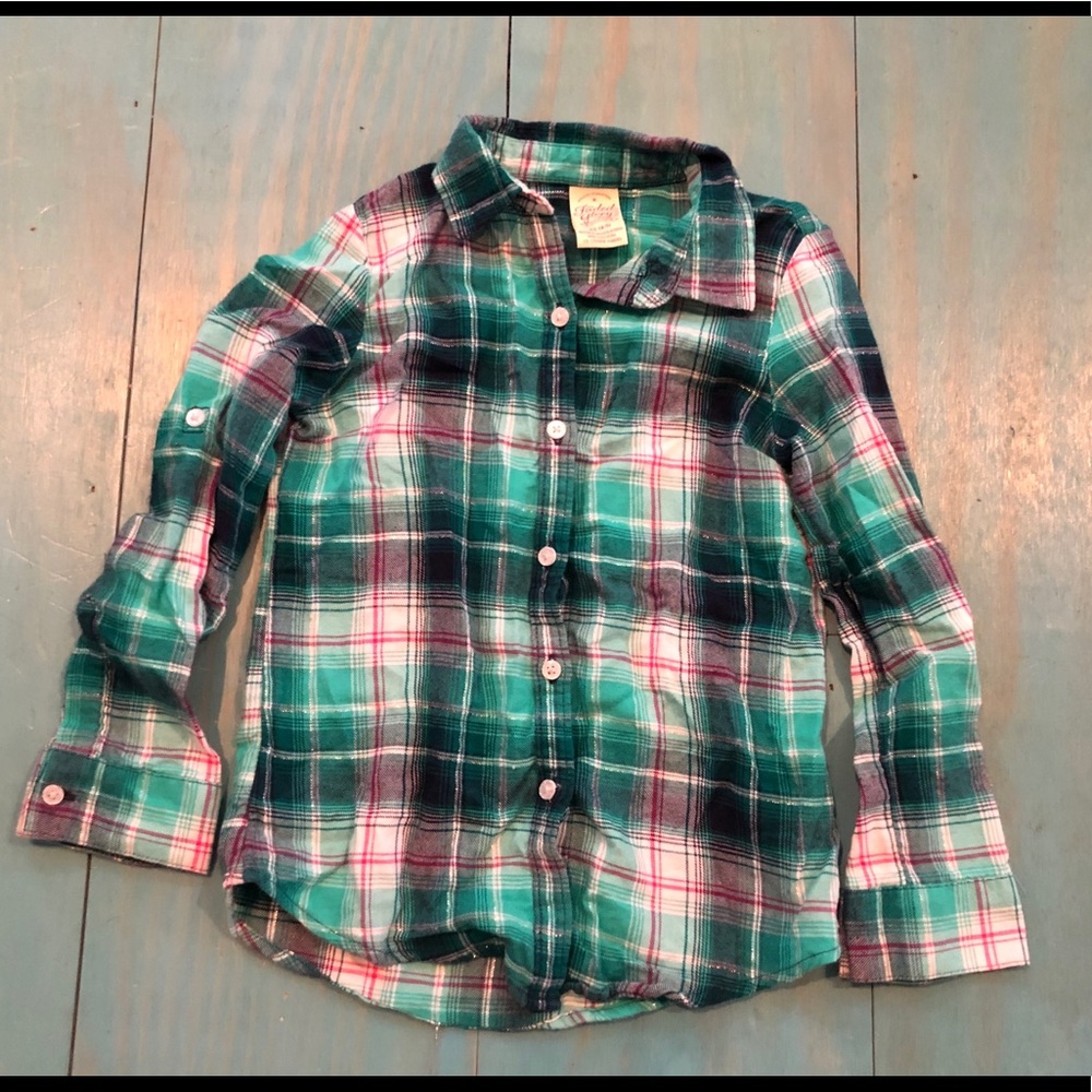 Girls sparkle plaid shirt
